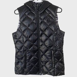 Gerry Quilted Down Hoodie Puffer Vest Women's Small Zip-Up Reversible Outerwear
